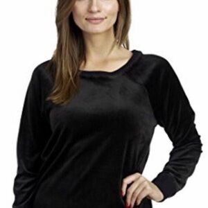 Cable & Gauge | Women Pullover Sweater Size XS Black Long Sleeve Velour Crewneck
